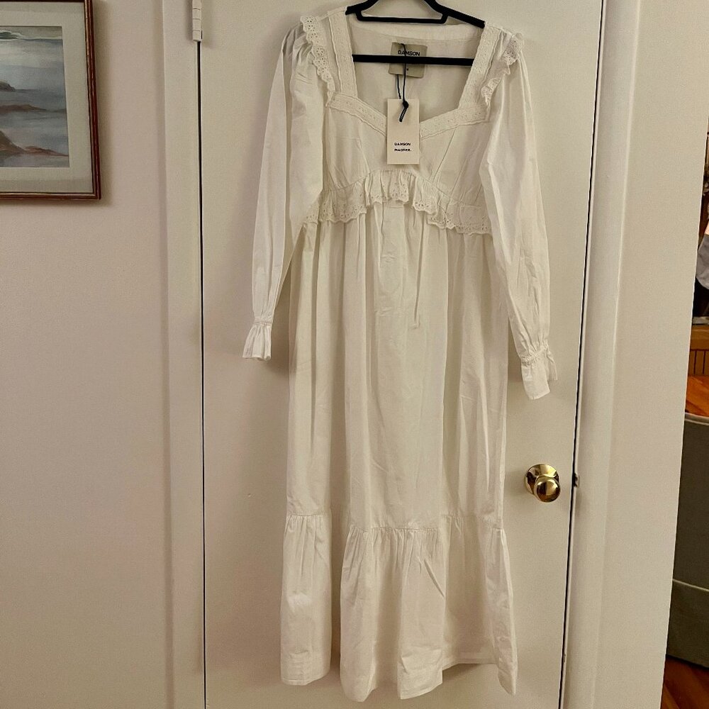 Damson Madder edith vintage midi dress - white